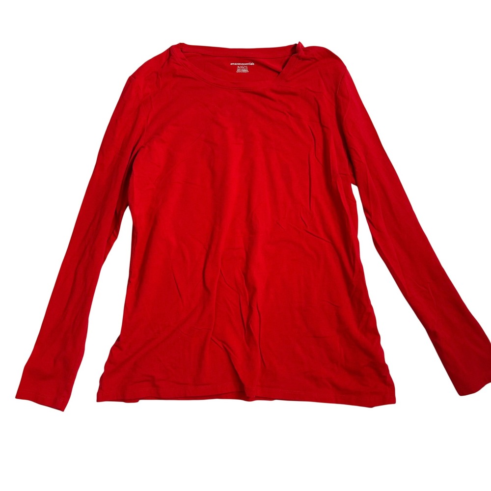 Amazon Essentials Women's XL Red Long Sleeve‎ Crew Neck T-Shirt Top